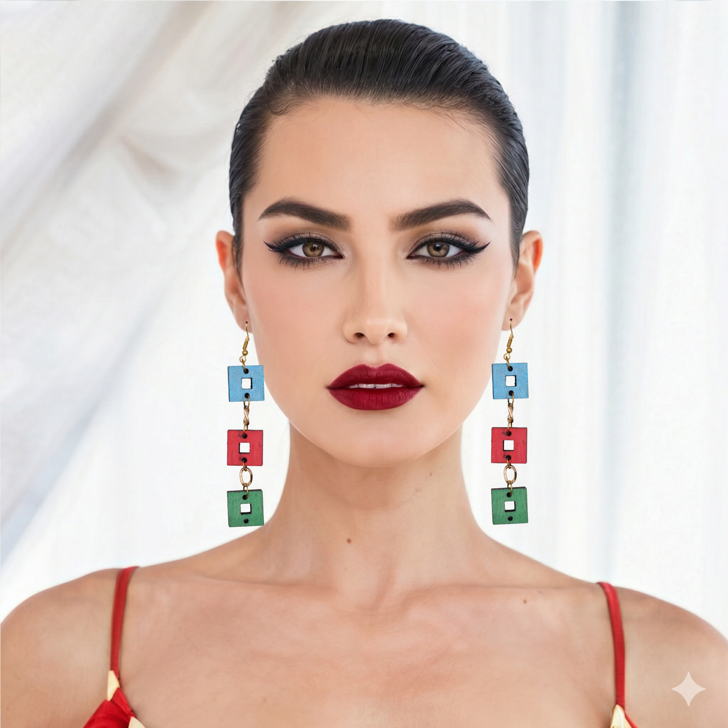 Axis Drop Statement Earrings | Geometric Wooden Jewellery
