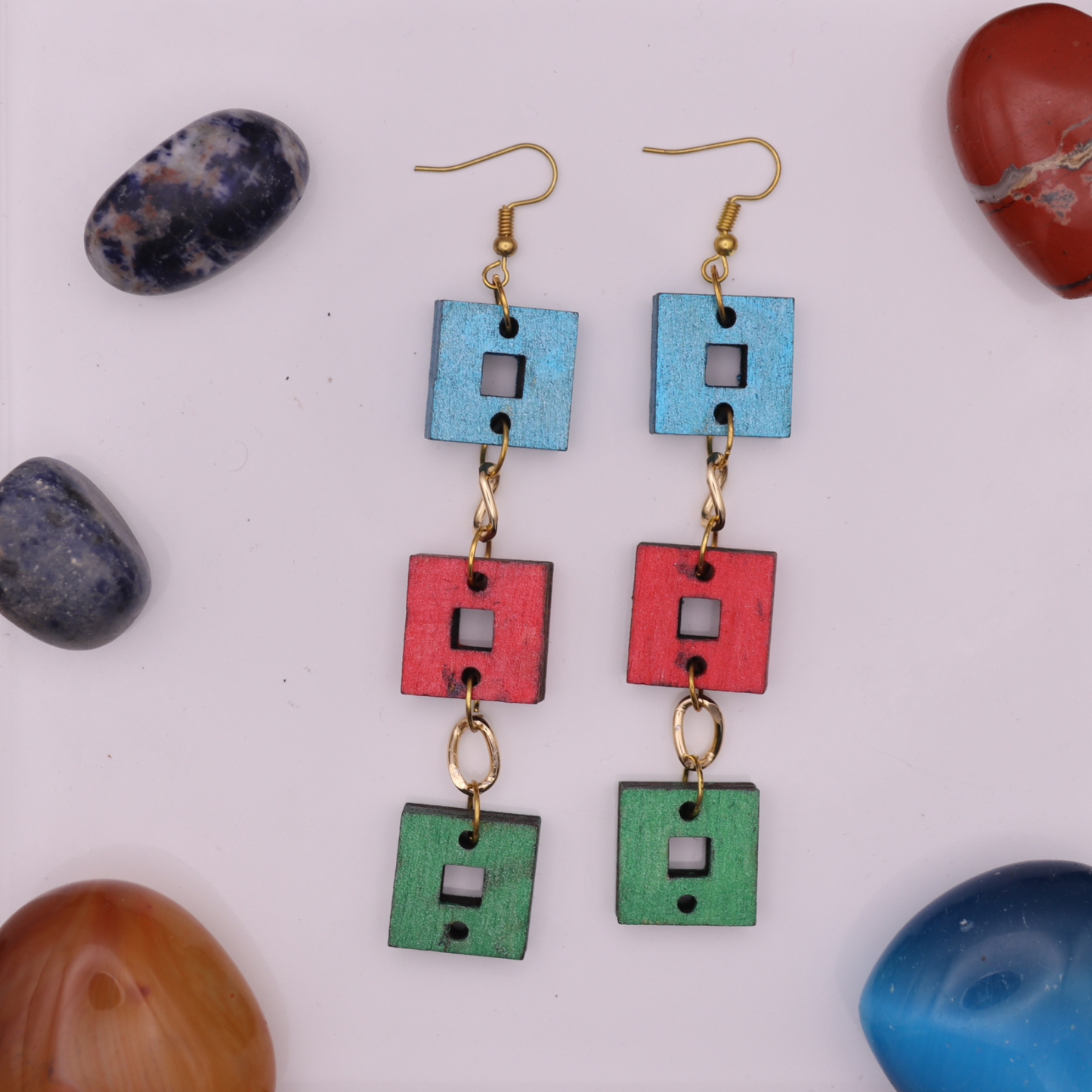 Axis Drop Statement Earrings | Geometric Wooden Jewellery