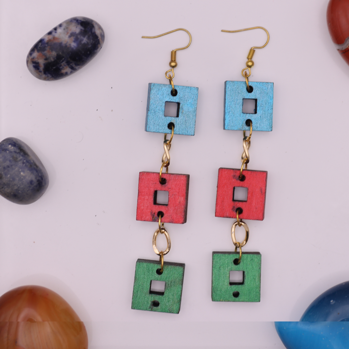Axis Drop Statement Earrings | Geometric Wooden Jewellery