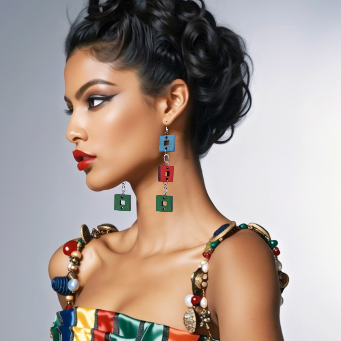 Axis Drop Statement Earrings | Geometric Wooden Jewellery