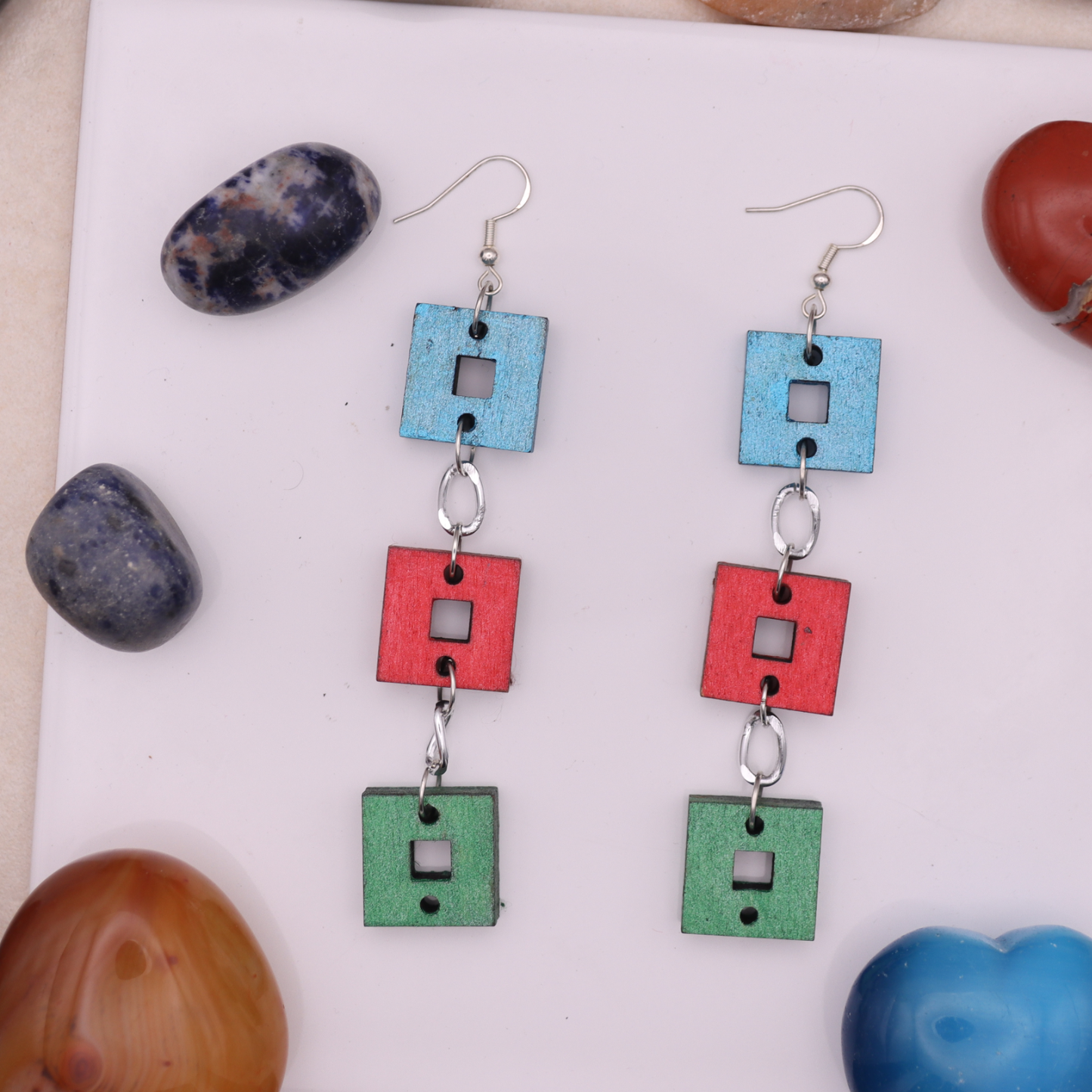 Axis Drop Statement Earrings | Geometric Wooden Jewellery