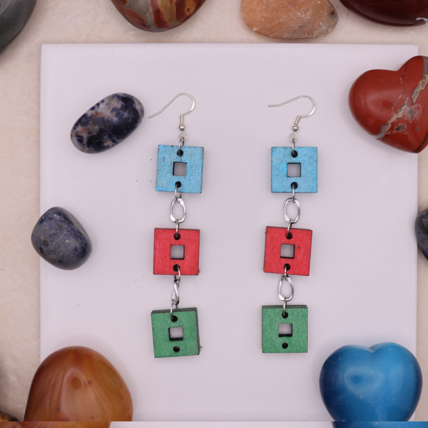 Axis Drop Statement Earrings | Geometric Wooden Jewellery