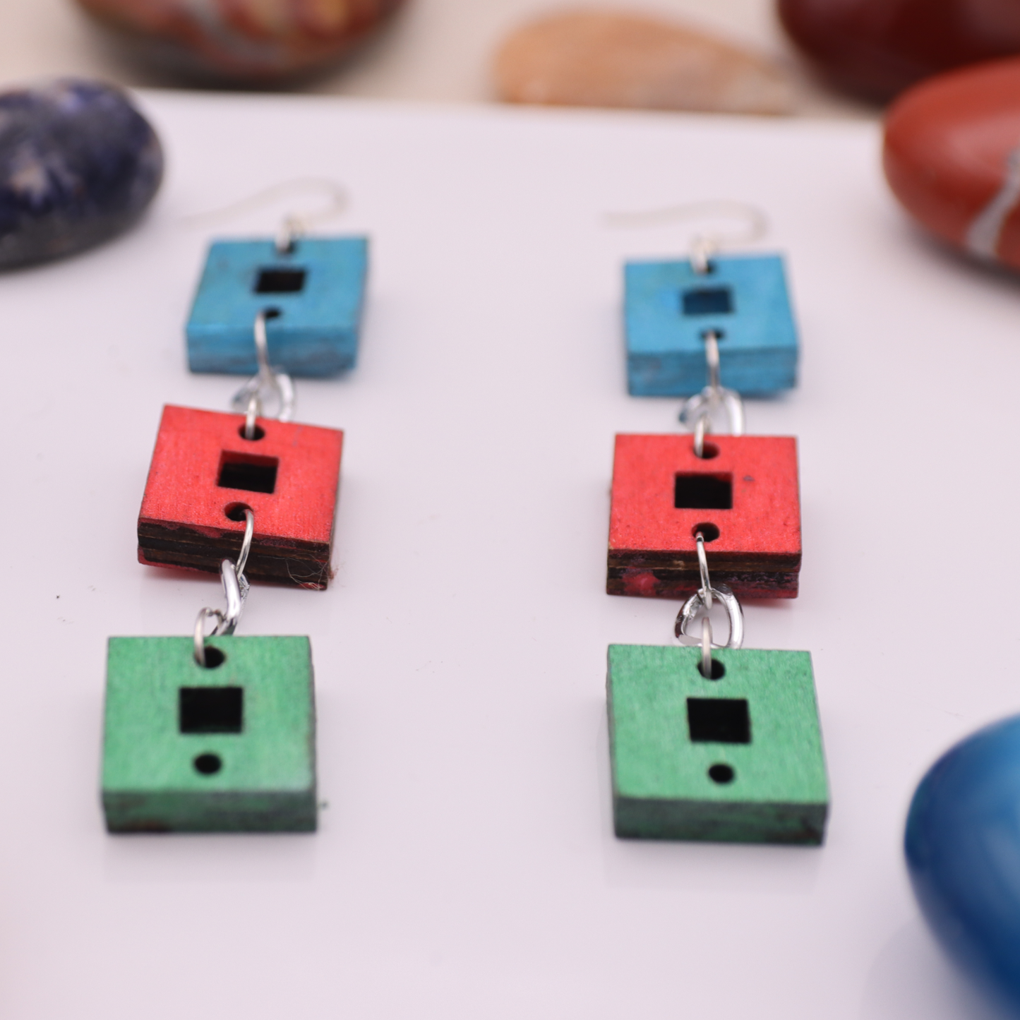 Axis Drop Statement Earrings | Geometric Wooden Jewellery